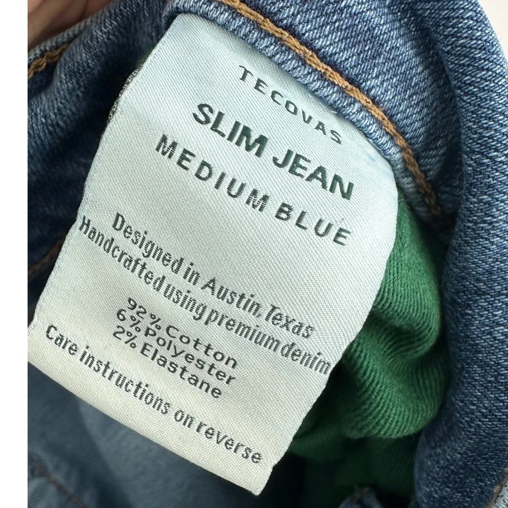 Tecovas Slim Jean Mens 31x30 Medium Blue Denim Stretch SLM2021 Western Casual